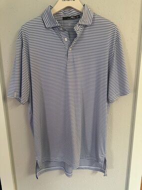 RLX Ralph Lauren Light Blue and White Striped Polo